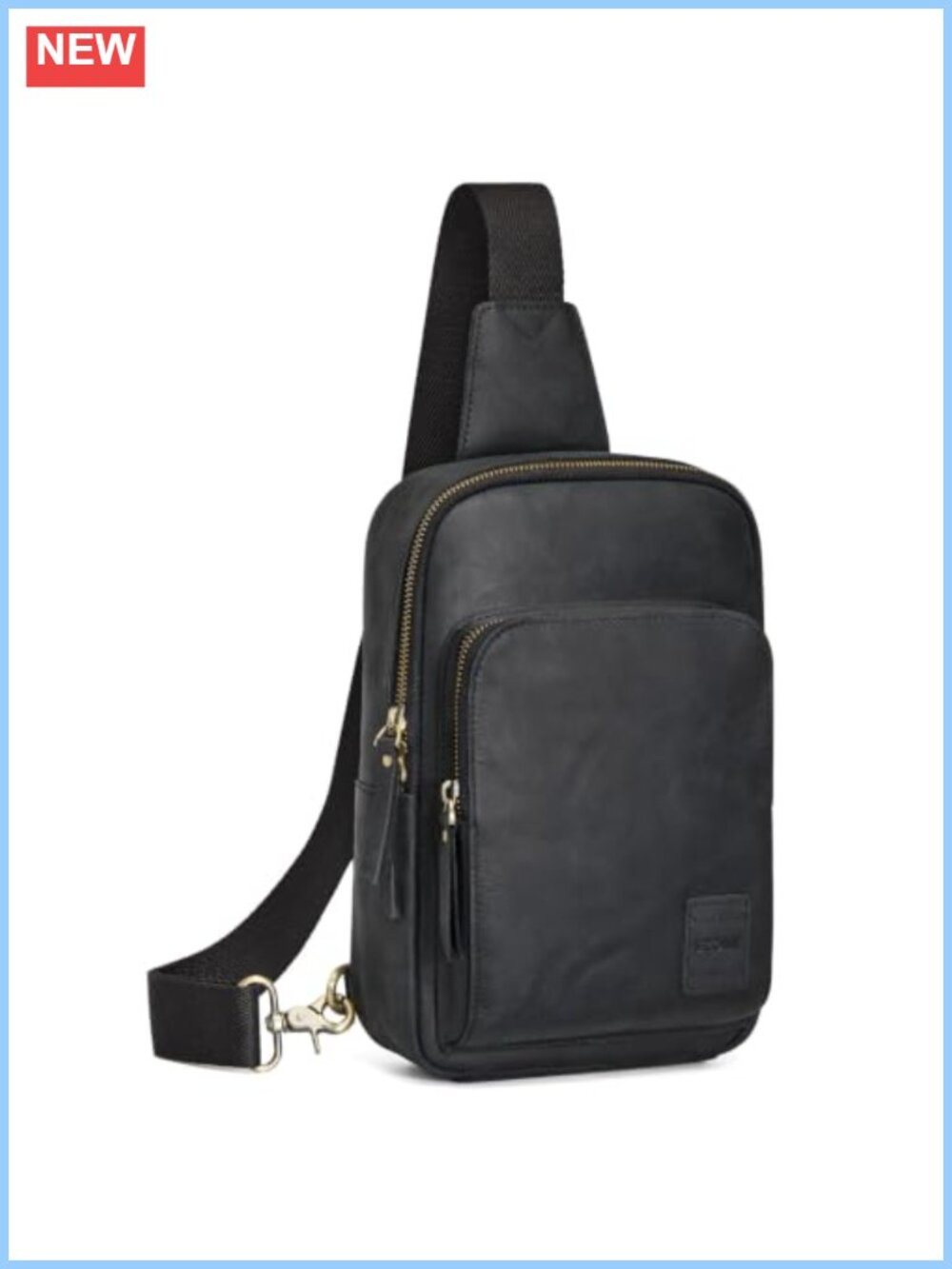 Top Grain Crazy Horse Leather Sling Bag RFID Crossbody Adjustable Strap